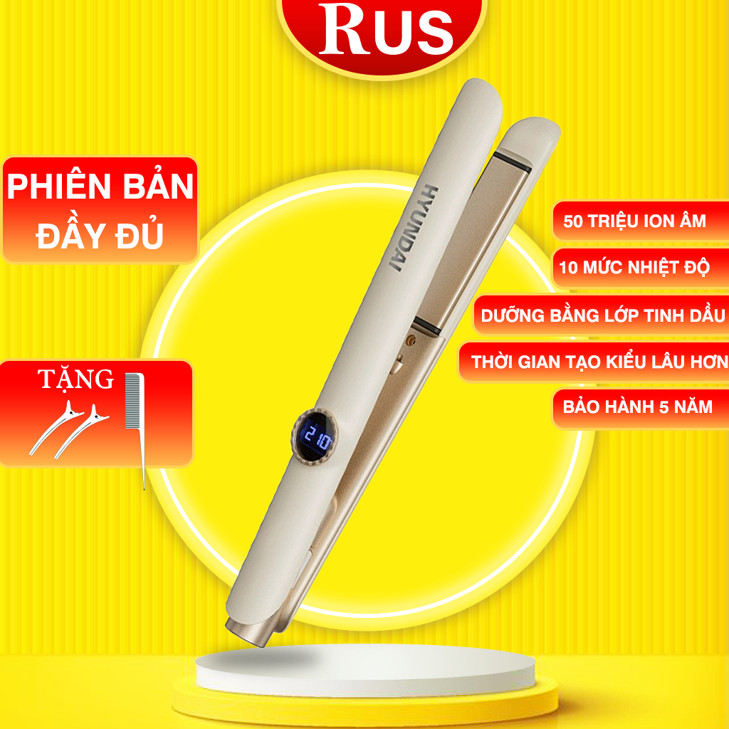 Máy duỗi tóc ion âm Hyundai, làm nóng nhanh, tạo kiểu dễ dàng giúp bảo vệ không gây hư tổn cho tóc