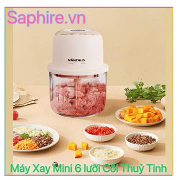 Máy Xay 6 Lưỡi Cối Thủy Tinh -Xay Cực Khỏe - Máy Xay Máy Xay 6 Lưỡi Mini Đa năng, Xay Thịt,Rau,Củ,Quả - saphire.vn