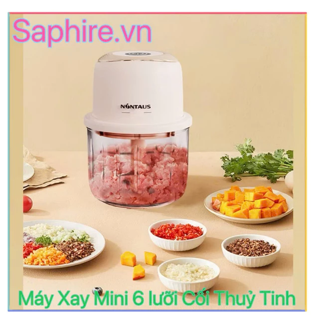 Máy Xay 6 Lưỡi Cối Thủy Tinh -Xay Cực Khỏe - Máy Xay Máy Xay 6 Lưỡi Mini Đa năng, Xay Thịt,Rau,Củ,Quả - saphire.vn