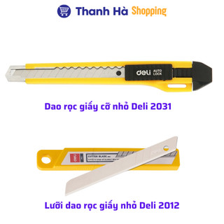 Dao rọc giấy cỡ nhỏ Deli 2031 và Lưỡi dao rọc giấy nhỏ Deli 2012 - Dao trổ cỡ nhỏ