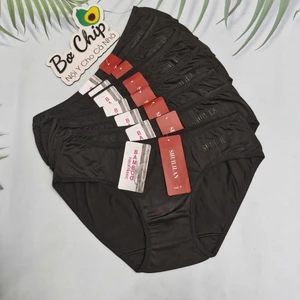 Quần Lót Nữ Cotton Màu Đen Size 45-58 ký Chất Vải Mềm Mại Co Giãn Tốt - Đồ Lót Bơ Chíp [3264 Đen]