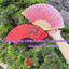 Quạt vải cầm tay truyền thống - Quạt vải nang tre, hình thêu sử dụng chung với bộ bà ba ngày tết
