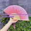 Quạt vải cầm tay truyền thống - Quạt vải nang tre, hình thêu sử dụng chung với bộ bà ba ngày tết