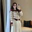Áo len Cardigan phối kẻ thêu ngựa 818
