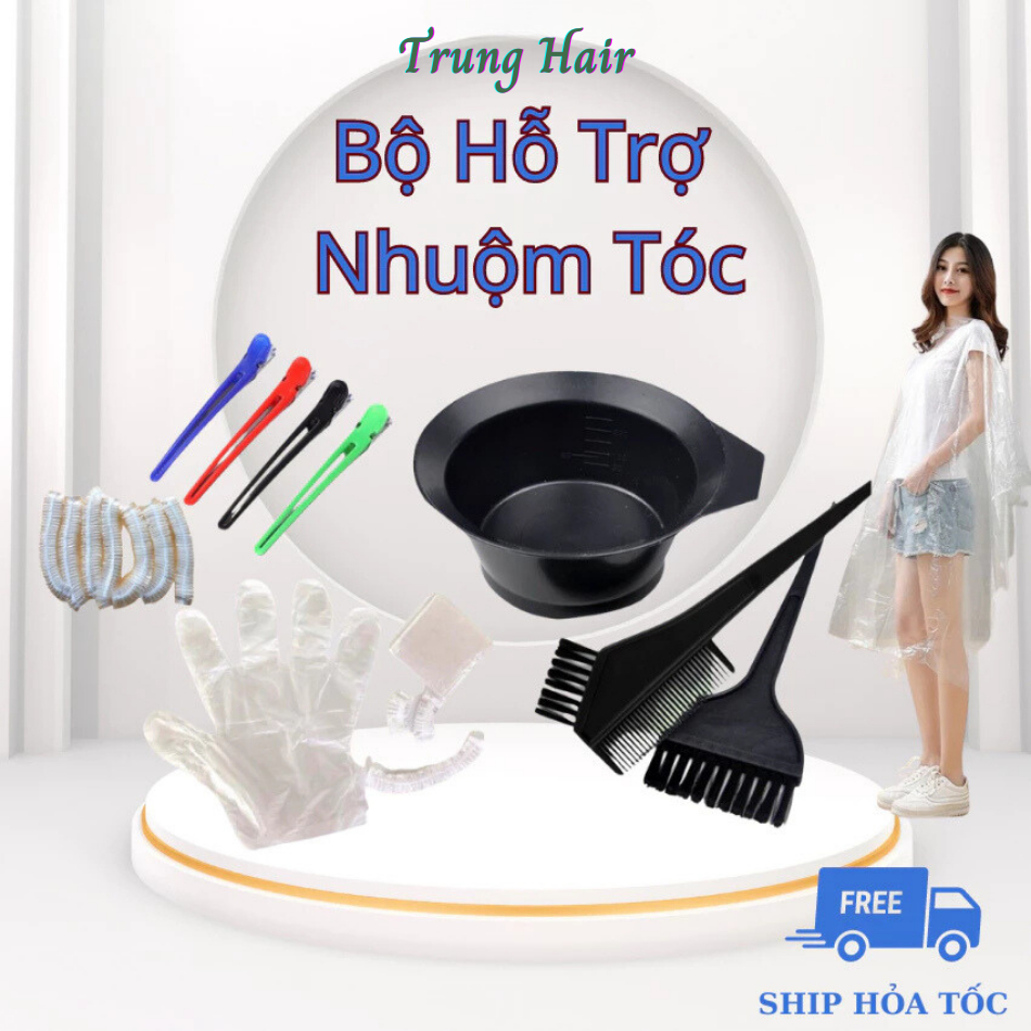 Dụng Cụ Nhuộm Tóc Cao Cấp - Lược nhuộm, Bát nhuộm, Gang tay, Mũ ủ tóc _ Trunghair