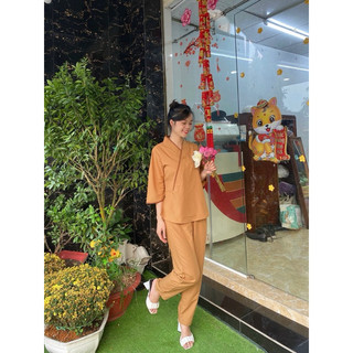 Nhật Trơn Nữ # Quần Áo Nữ Jacket Top Kem Dress Women # Đồ Lam Đi Chùa