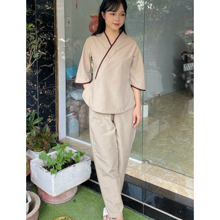 Nhật Trơn Nữ # Quần Áo Nữ Jacket Top Kem Dress Women # Đồ Lam Đi Chùa