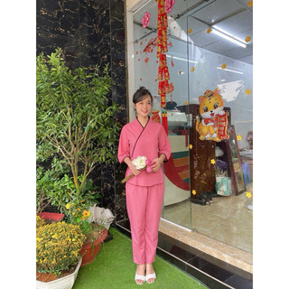 Nhật Trơn Nữ # Quần Áo Nữ Jacket Top Kem Dress Women # Đồ Lam Đi Chùa
