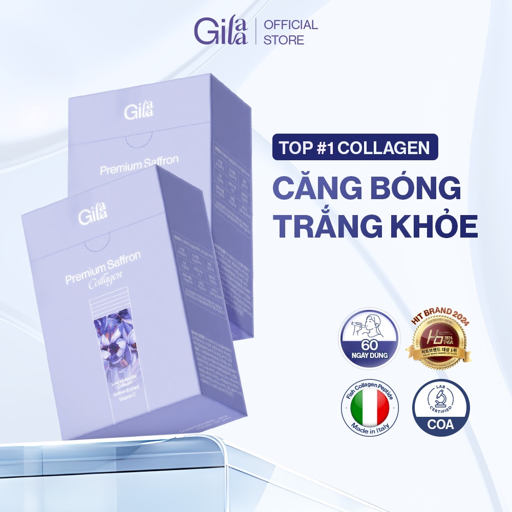 Ảnh Combo 2 Hộp bột uống Collagen Gilaa Cao Cấp Kết Hợp Saffron (120 gói x 2g) 2