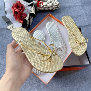 Dép kẹp nữ,dép xỏ ngón dây mảnh thắt nơ lấp lánh trẻ trung năng động.