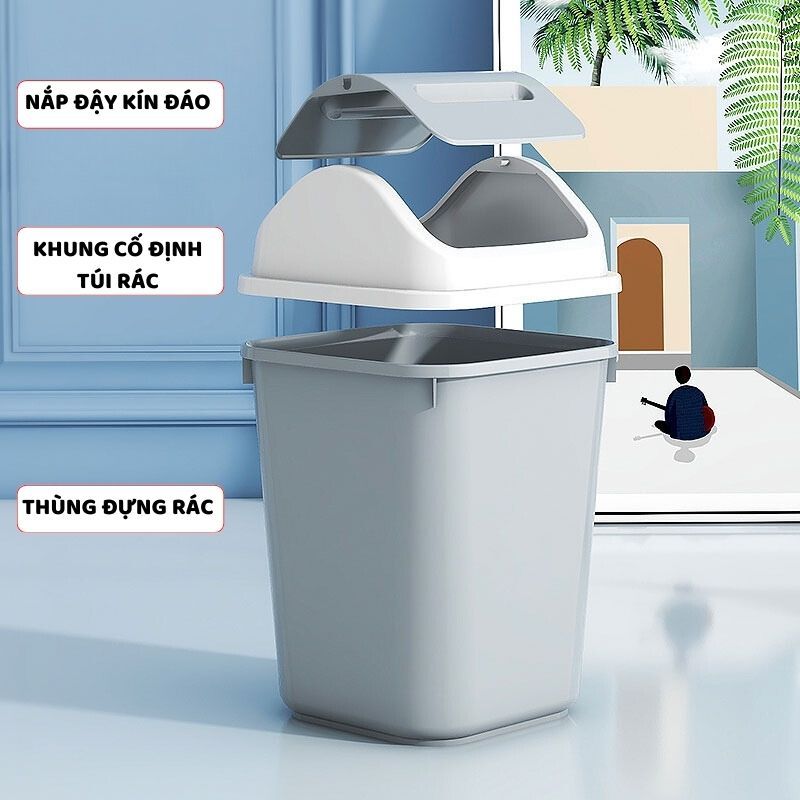 Thùng Đựng Rác Nắp Lật ENODA HOME, Thùng Rác Văn Phòng 2 Kích Thước TR031