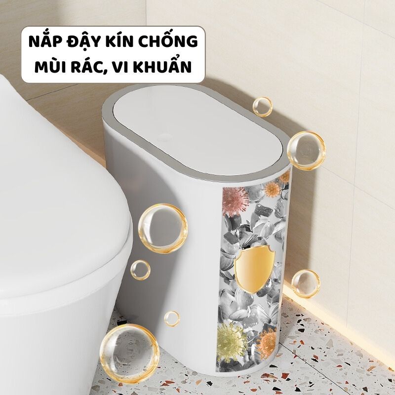 Thùng Đựng Rác Phòng Vệ Sinh ENODA HOME, Thùng Đựng Rác Có Nắp 15L 3 Màu TR032