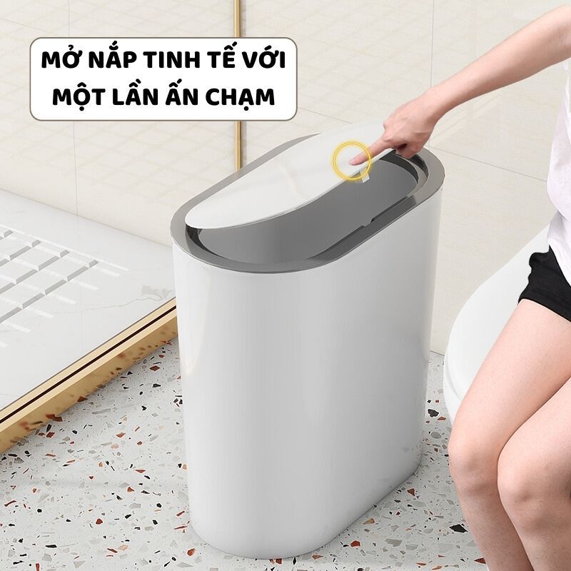 Thùng Đựng Rác Phòng Vệ Sinh ENODA HOME, Thùng Đựng Rác Có Nắp 15L 3 Màu TR032