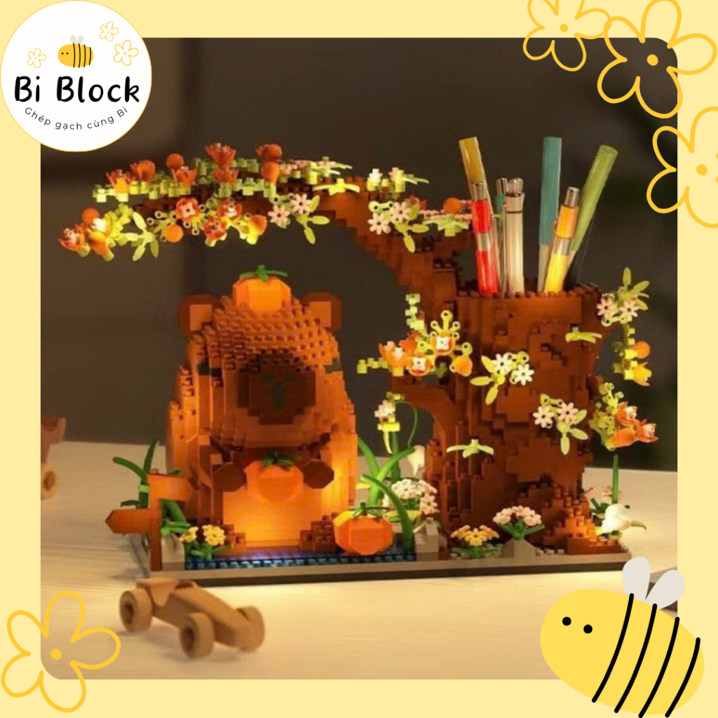 Bộ lắp ráp building blocks Ống Bút Capybara Đáng Yêu Cute Mô hình 3D ...