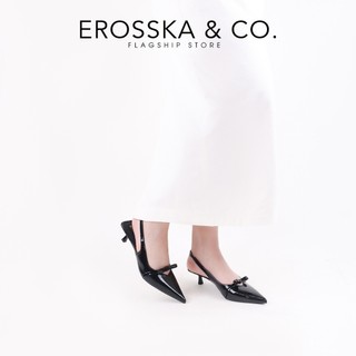 Erosska - Giày cao gót nữ mũi nhọn phối nơ thanh lịch đơn giản màu đỏ cao 5cm - EH049