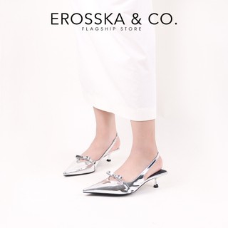 Erosska - Giày cao gót nữ mũi nhọn phối nơ thanh lịch đơn giản màu đỏ cao 5cm - EH049