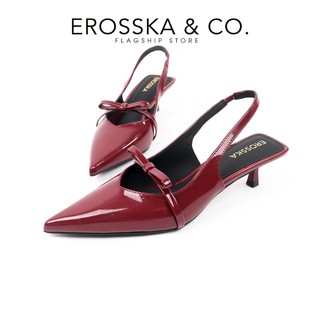 Erosska - Giày cao gót nữ mũi nhọn phối nơ thanh lịch đơn giản màu đỏ cao 5cm - EH049