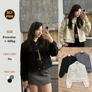 Áo Khoác Bomber Form Rộng Dáng Ngắn Cúc Bấm, Chất Dạ Ép Đi Học Đi Làm Back To School Aodabomber336