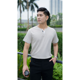 [OUTLET]  Áo thun nam cổ V Minimal Camio nam phong cách Hàn Quốc, vải cotton, viền trắng tinh tế CMO07