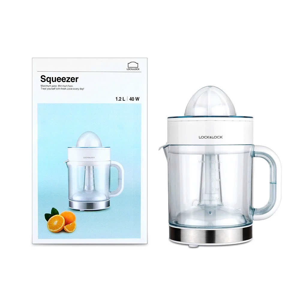 Máy vắt cam LocknLock Squeezer EJJ241 dung tích 1.2L, Công Suất 40W, màu Trắng - K-MALL