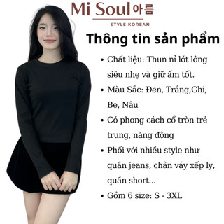 Áo Giữ Nhiệt Dài Tay Cổ Tròn Nỉ Lông BigSize MiSoul ,Áo Ấm Mùa Đông Dài Tay Nữ  342