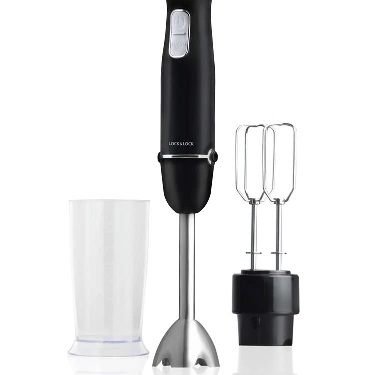 Máy xay cầm tay kiêm đánh trứng LocknLock Multi-purpose 2in1 Hand Blender EJM516BLK Màu Đen - K-MALL