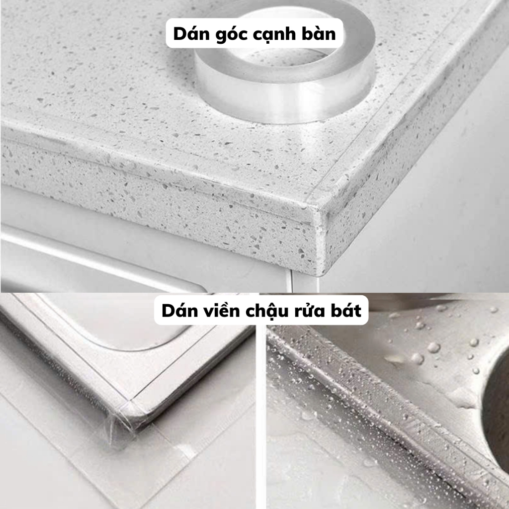 Băng Dán Viền Bồn Rửa Chén, Bếp Ga, Bếp Từ Loại Trong Suốt Chống Thấm Nước, Vệ Sinh Dễ Dàng