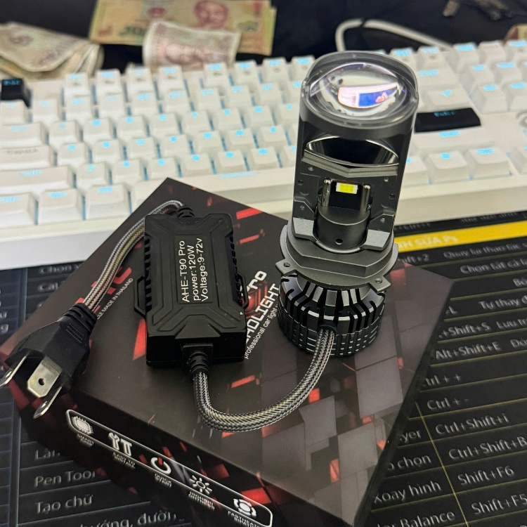 Đèn Pha Led Bi Cầu Mini T90 - 120w Siêu Sáng Với 15 Chip Led Chân H4 ...