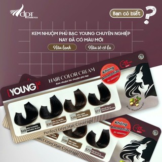 Kem nhuộm phủ bạc 100% Young, không mùi, không rát, màu bền 500gx2. Tóc mềm bóng, VN chính hãng