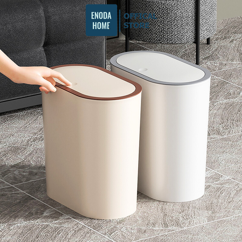 Thùng Đựng Rác Phòng Vệ Sinh ENODA HOME, Thùng Đựng Rác Có Nắp 15L 3 Màu TR032