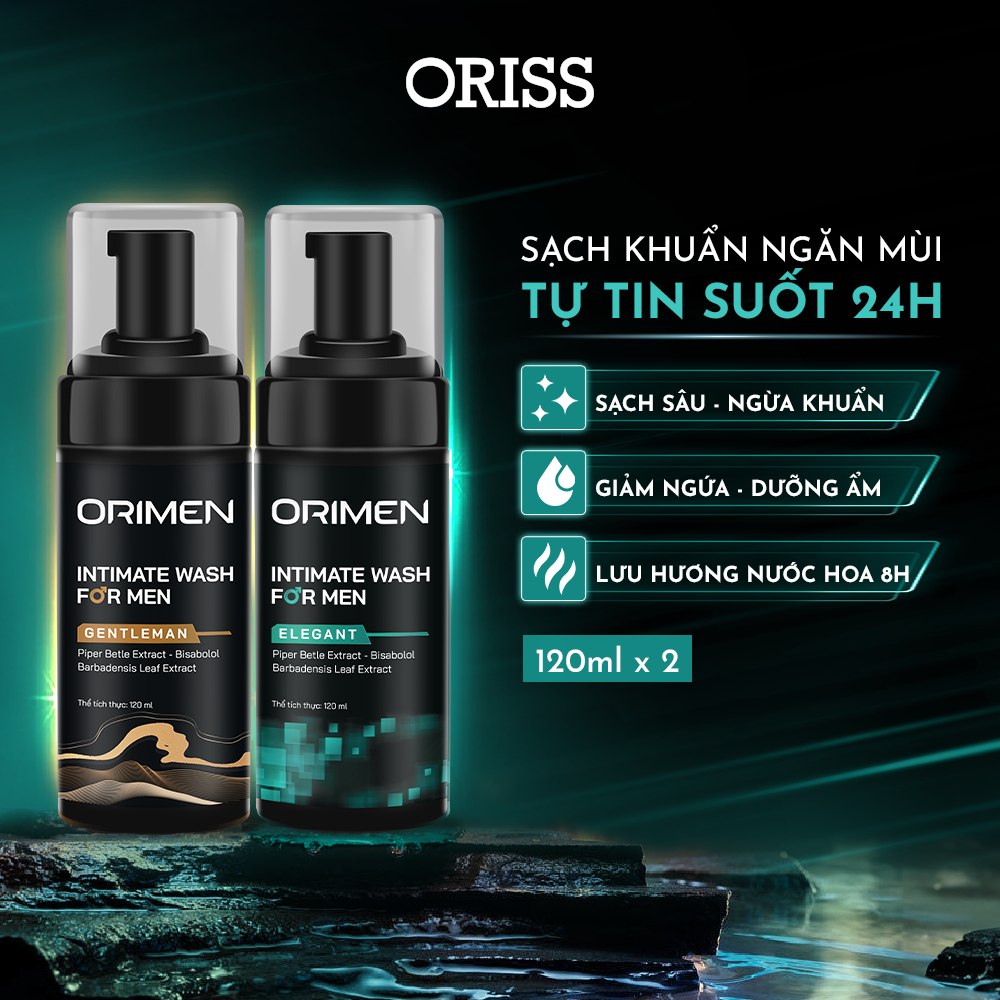 Combo 2 Bọt Vệ Sinh Nam Giới Orimen Gentleman & Elegant Sạch Khuẩn Khử Mùi Ngăn Nấm Ngứa Lưu Hương Nước Hoa