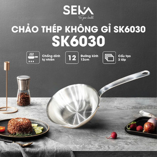 Chảo inox mini nguyên khối Seka 3 dớp dày dặn, chống dính tự nhiên, dẫn nhiệt nhanh, mọi loại bếp