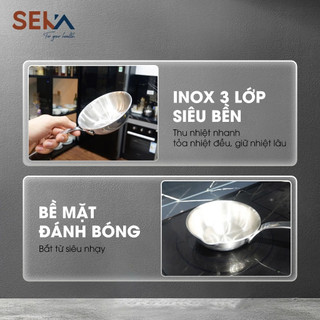 Chảo inox mini nguyên khối Seka 3 dớp dày dặn, chống dính tự nhiên, dẫn nhiệt nhanh, mọi loại bếp