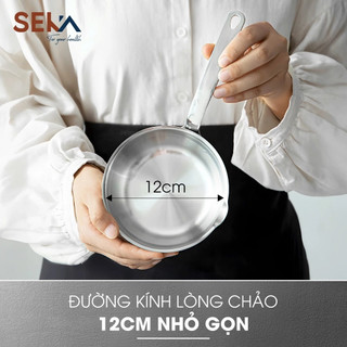 Chảo inox mini nguyên khối Seka 3 dớp dày dặn, chống dính tự nhiên, dẫn nhiệt nhanh, mọi loại bếp