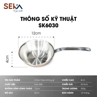Chảo inox mini nguyên khối Seka 3 dớp dày dặn, chống dính tự nhiên, dẫn nhiệt nhanh, mọi loại bếp