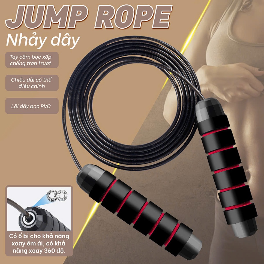 Ảnh M [MALL]COMBO DÂY NHẢY JR100 CAO CẤP VÀ KÌM BÓP LỰC  ĐEN XÁM CÓ BỘ ĐẾM, MỨC CĂNG LỰC TỪ 5KG ĐẾN 60KG 2
