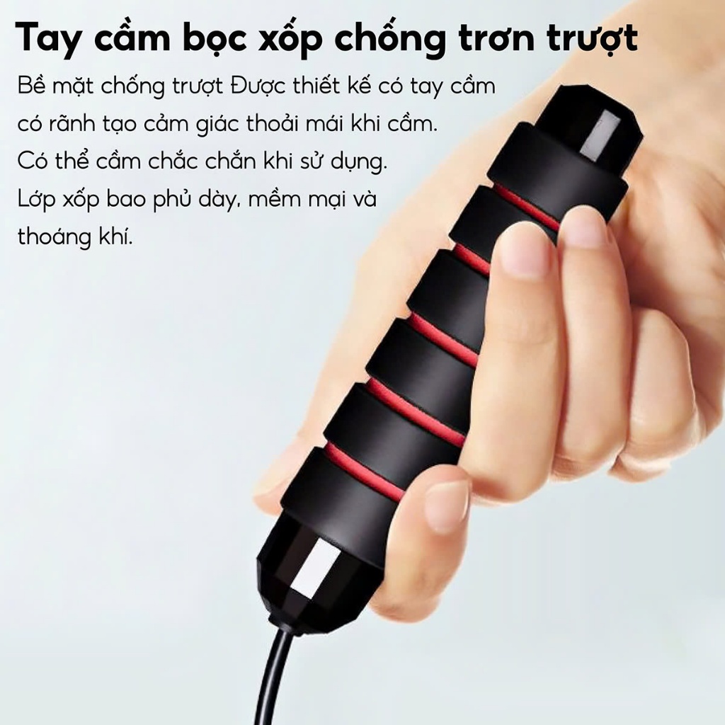 Ảnh M [MALL]COMBO DÂY NHẢY JR100 CAO CẤP VÀ KÌM BÓP LỰC  ĐEN XÁM CÓ BỘ ĐẾM, MỨC CĂNG LỰC TỪ 5KG ĐẾN 60KG 4