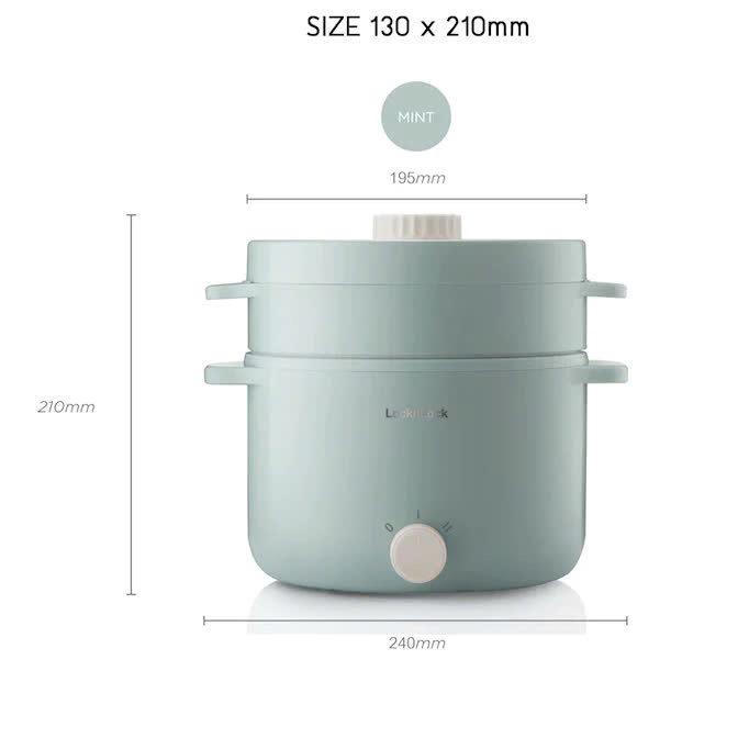 Nồi điện đa năng LocknLock Electrc Multi Pot EJP156MIT 220V, 600W dung tích 2L, Màu Mint - K-MALL