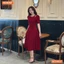 Đầm thiết kế BEMINE cổ tròn viền ngọc khoét vai dáng dài tay phồng phù hợp đi chơi, đi tiệc-MT9937