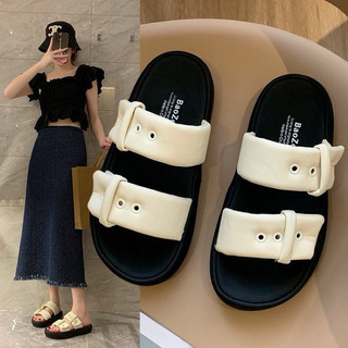 Dép Nữ Đế Xuồng 3cm Cao Cấp,Dép Lê Da Mềm 2 Quai Phồng Dễ Thương Phong Cách Hàn Quốc.