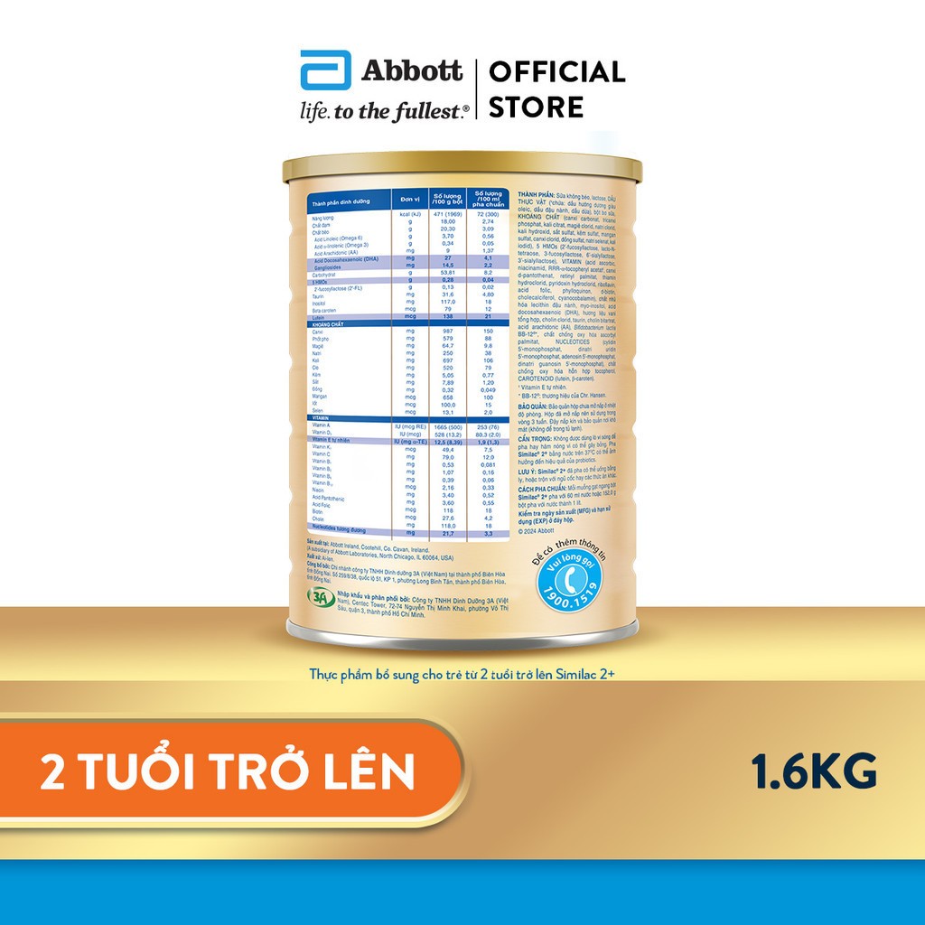 Ảnh Thực phẩm bổ sung cho trẻ từ 2 tuổi trở lên Similac 2+ 1,6kg (Gangliosides) 2