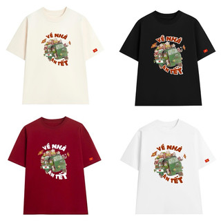 [VỀ NHÀ ĂN TẾT] Áo thun Unisex form rộng tay lỡ in hình VỀ NHÀ ĂN TẾT chất Cotton mềm mịn