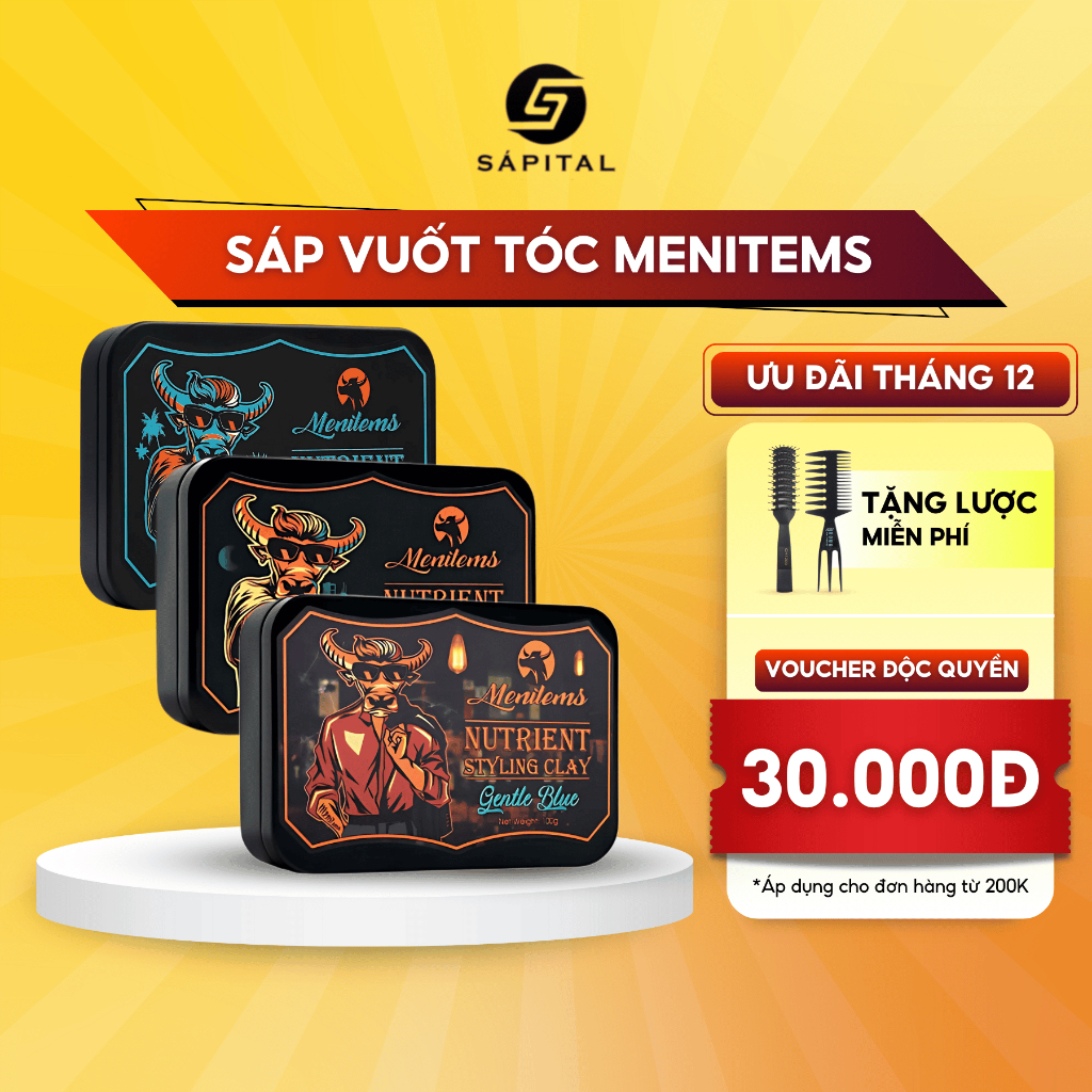 Sáp Vuốt tóc MENITEMS 50/100GR | Sáp dưỡng tạo kiểu tự nhiên, giữ nếp ...