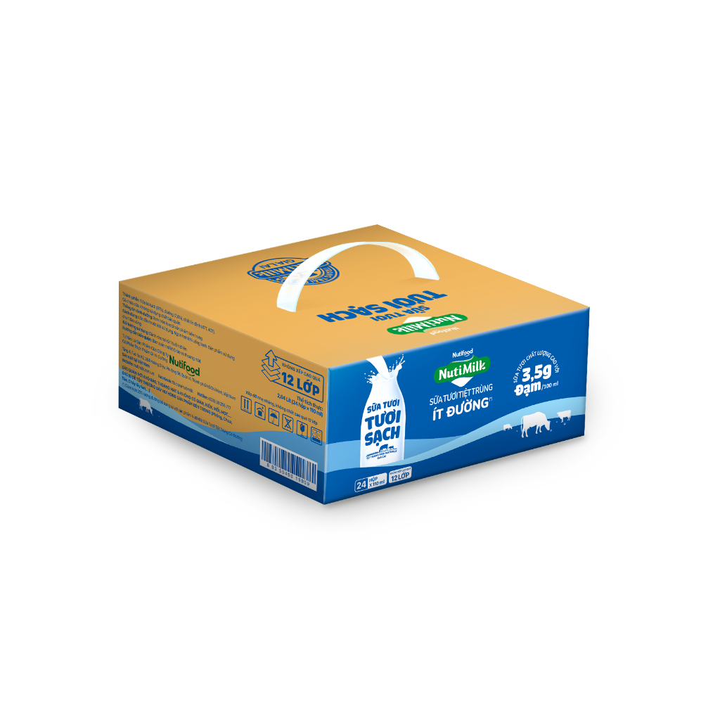 Ảnh NutiMilk Sữa Tươi Tươi Sạch Ít Đường Hộp 110ml Thùng 24 Hộp (110ml x 24 hộp) 3