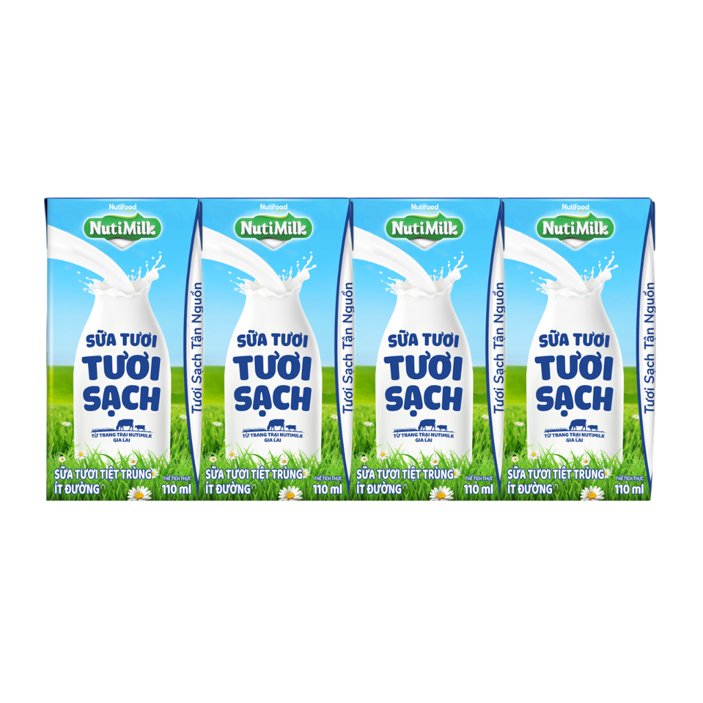 Ảnh NutiMilk Sữa Tươi Tươi Sạch Ít Đường Hộp 110ml Thùng 24 Hộp (110ml x 24 hộp) 1