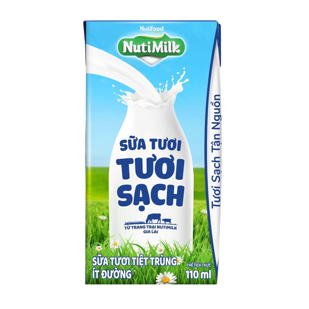 Ảnh NutiMilk Sữa Tươi Tươi Sạch Ít Đường Hộp 110ml Thùng 24 Hộp (110ml x 24 hộp) 2
