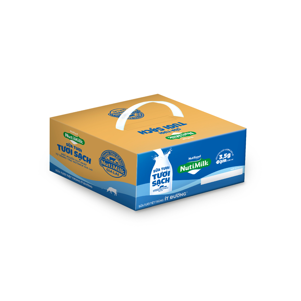 Ảnh NutiMilk Sữa Tươi Tươi Sạch Ít Đường Hộp 180ml Thùng 24 Hộp (180ml x 24 hộp) 2