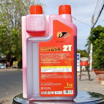 Nhớt 2 Thì ít khói TANASA 1L, nhớt màu đỏ, bình 2 nắp, tỉ lệ pha xăng thấp 1:50 - giúp động cơ 2T khởi động dễ dàng