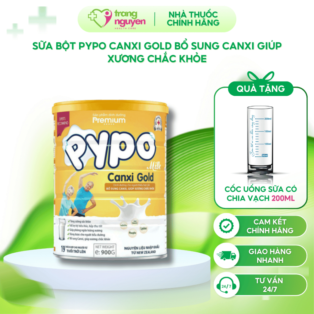 Sữa Bột Pypo Canxi Gold Bổ Sung Canxi Giúp Xương Chắc Khỏe Hộp 900g ...