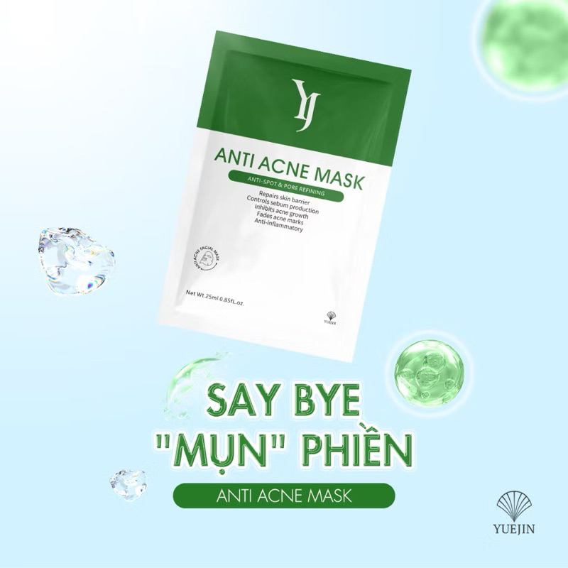 Combo 5-10 miếng Mặt nạ giảm mụn Yuejin Anti Acne Mask hiệu quả dành cho da dầu mụn 25ml hạn 2028 IS167